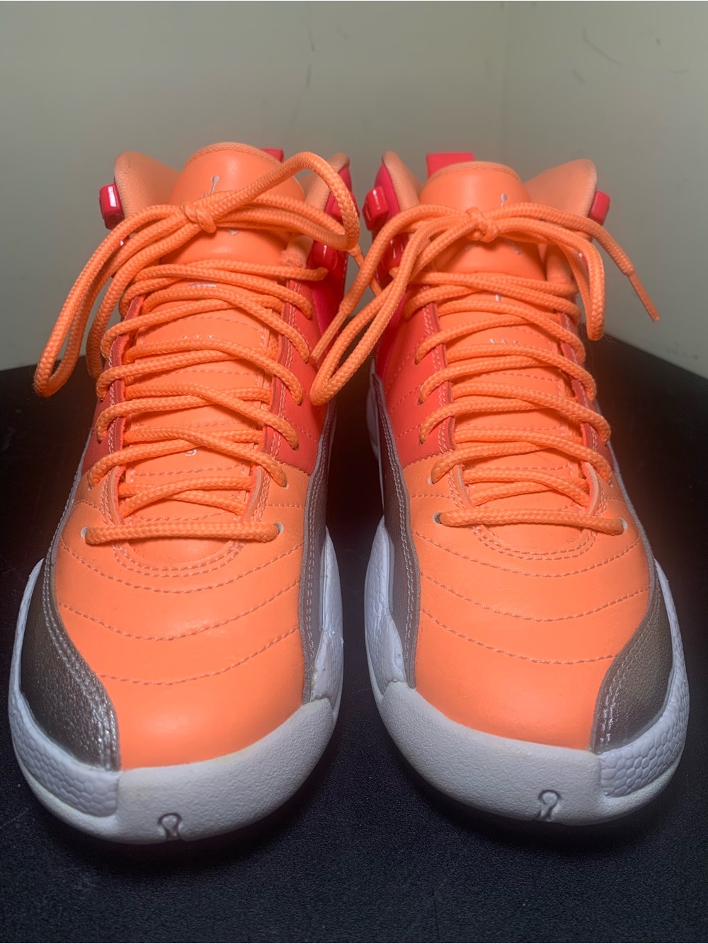 Girls Nike Air Jordan 12 Retro Sneakers Artic Punch/Orange/Silver (Size 4.5Y US)